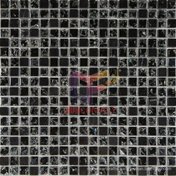 Black Stone Mix Cracked Glass Mosaic Tile (CS127)